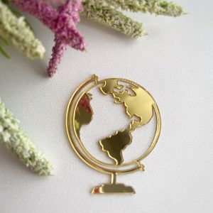 Топпер "Глобус", 4 см., золотой акрил