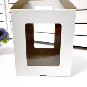 Коробка для торта 26*26*28 с окном и ручками "Мистер К"