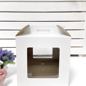 Коробка для торта 30*30*30 с окном и ручками "Мистер К"