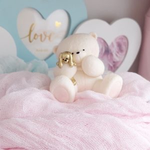 Фигурка из глазури "Мишка Пухляш с зайкой" золото