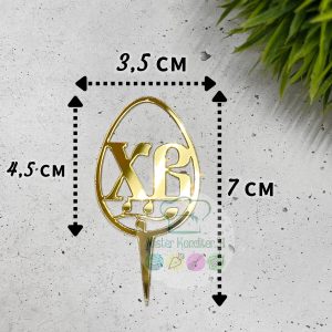 Топпер "ХВ яйцо на ножке" золотой, 7*3,5 см.