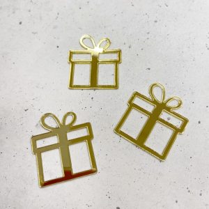 Топпер-бирка "Подарок", золотой акрил, 3*2,7 см.