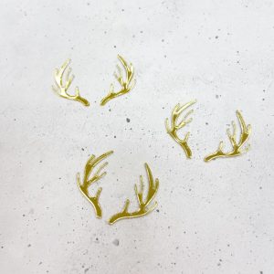 Топпер "Рога оленя", пара, золотой акрил, 2,3*2,4 см.