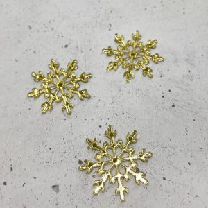 Топпер "Снежинка", золотой акрил,2*2 см.