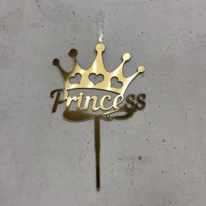 Топпер-свеча "Princess", золотой акрил