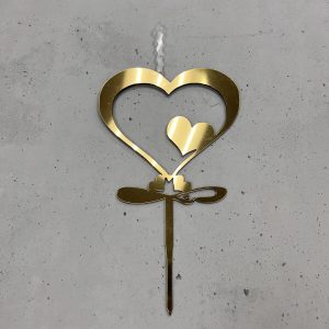 Топпер-свеча "Сердца", золотой акрил