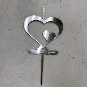 Топпер-свеча "Сердца", серебряный акрил