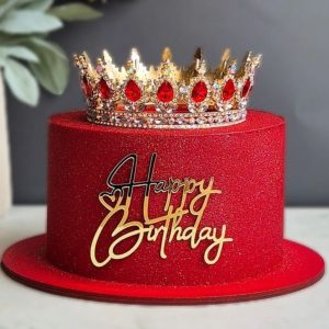 Декор для торта "Корона" золото/серебро/красная диаметр 12,5 см