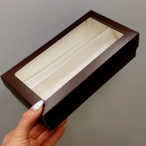 Коробка для макарон с разделителем, 21*11*5,5 см. (Коричневая)