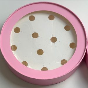 Коробка круглая на 12 конфет, розовая