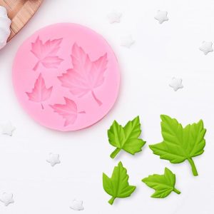 Силиконовый молд "Кленовые листья", круглый