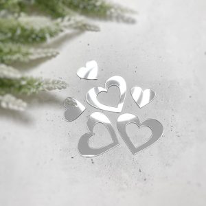 Сердца из акрила, серебряное зеркало, 6 шт.