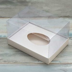 Коробка под половинку шоколадного яйца с пластиковой крышкой, 23,5*16*10 см.