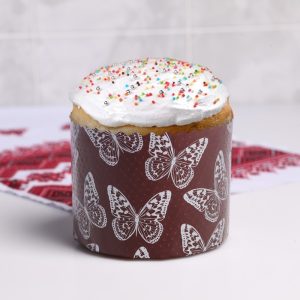 Форма бумажная для кулича на 450 гр. "Бабочки" 124*90 мм.