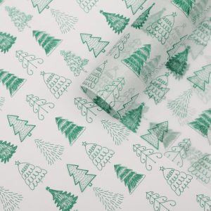 Бумага тишью "Ёлочки"(бел/зел), 50/66 см.
