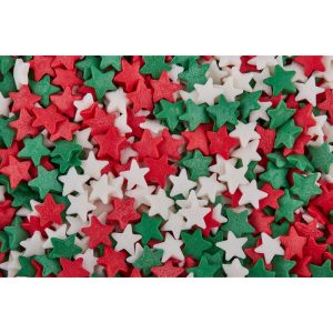 Посыпка фигурная, звезды красные/белые/зеленые, 50 гр.