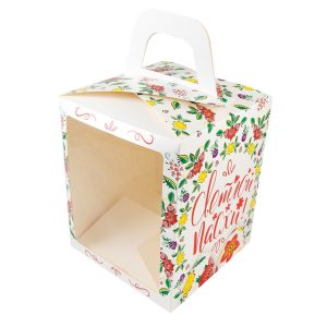 Коробка для кулича с окном "Хохлома" 15*15*18 см.