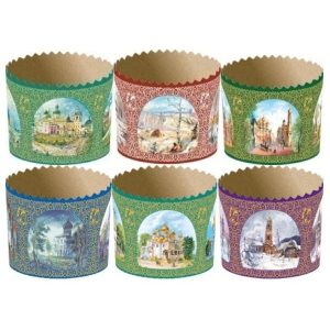 Форма бумажная для кулича на 300 г. "Храмы" 110*85 мм.