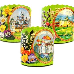 Форма для кулича на 200-250 гр., "Храмы и цветы" 90*90 мм.