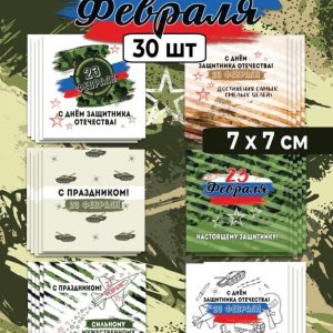 Мини-открытки "С Днем Защитника Отечества", набор 30 шт.