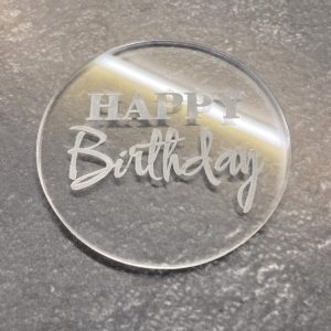 Медальон "Happy Birthday" из прозрачного акрила, 6 см.