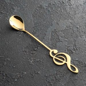 Ложка чайная "Скрипичный ключ", золото