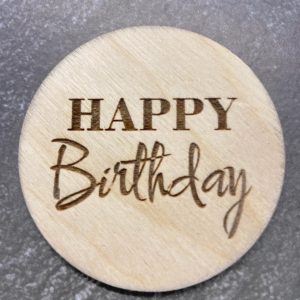 Медальон "Happy Birthday" из фанеры, 6 см.