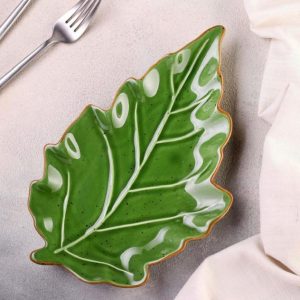 Блюдо сервировочное "Зеленый лист", 27*16,1*2,8 см.
