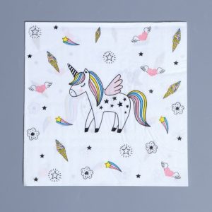 Салфетка бумажная "Единорог", 1 шт.