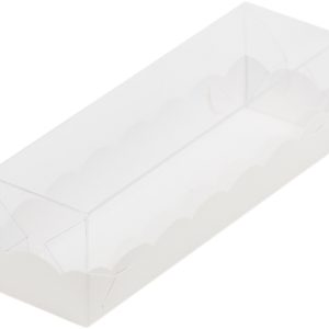 Коробка Белая для макарон, 19*5,5*5,5 см  с прозрачной крышкой