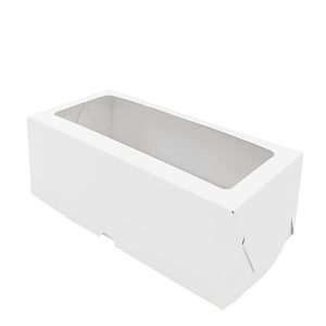 Коробка на 3 капкейка с окном белая 25*10*10 см.