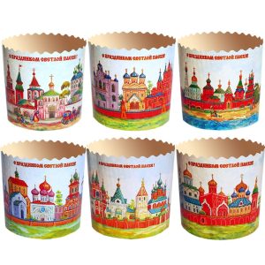Форма бумажная для кулича на 300 г. "Кремли" 110*85 мм.