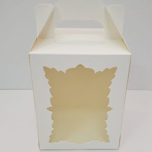 Коробка для пряничного домика/кулича с ФИГУРНЫМ окном 16*16*20 см.