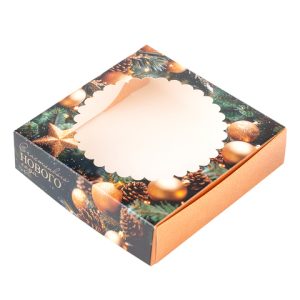 Коробка для печенья "Зимний аромат" с окном, 12*12*3 см