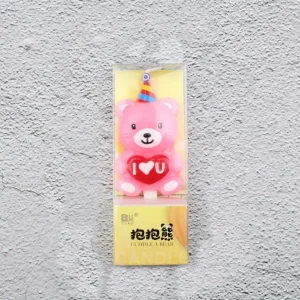 Свеча для торта «Мишка с сердцем "розовый, 10 см