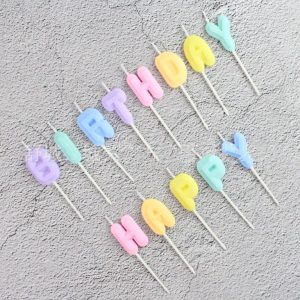 Свечи для торта "Happy Birthday" цветные буквы 8 см.