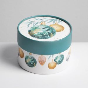 Коробка круглая "Новогодние игрушки!", 12*8 см.