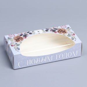 Коробка для десертов "Новогодняя ботаника" 20*10*5 см.
