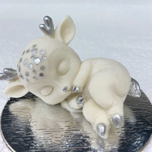 Фигурка из глазури "Олененок на боку", серебро, 1 шт.