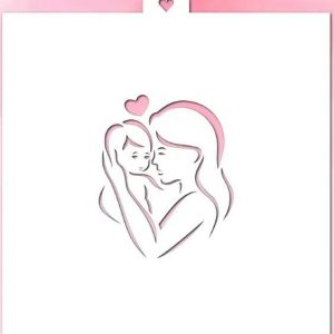 Трафарет "Мама с ребенком и сердцем"