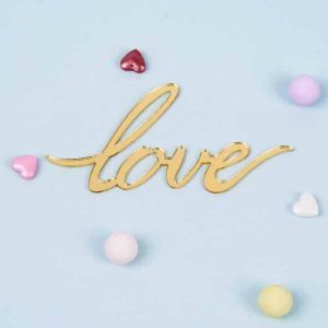 Топпер "Love" №4, 8*4,6 см., золотой акрил