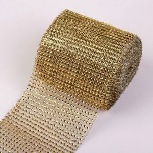 Лента со стразами (имитация), золотая, 1 м.