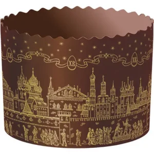 Форма бумажная для кулича на 200 гр. "Храм золотой" 90*90 мм.