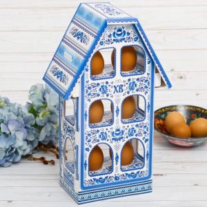 Пасхальная подставка на 6 яиц "Домик. Гжель".