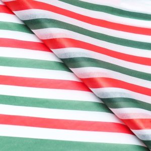Бумага тишью "Полоски красные/зеленые", 50/66 см.