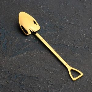Ложка десертная "Лопата", золотистая