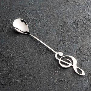 Ложка чайная "Скрипичный ключ", серебристая