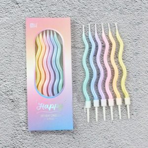 Свечи для торта "HAPPY Волна" перламутровые 14 см., 6 шт.