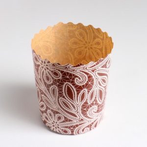 Форма бумажная для кулича на 60 гр. "Русское кружево" 60*45 мм.