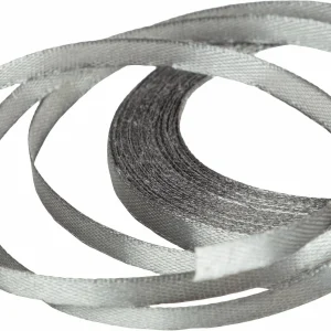 Лента атласная 6 мм., 23 м., серебрянный цвет,  №59